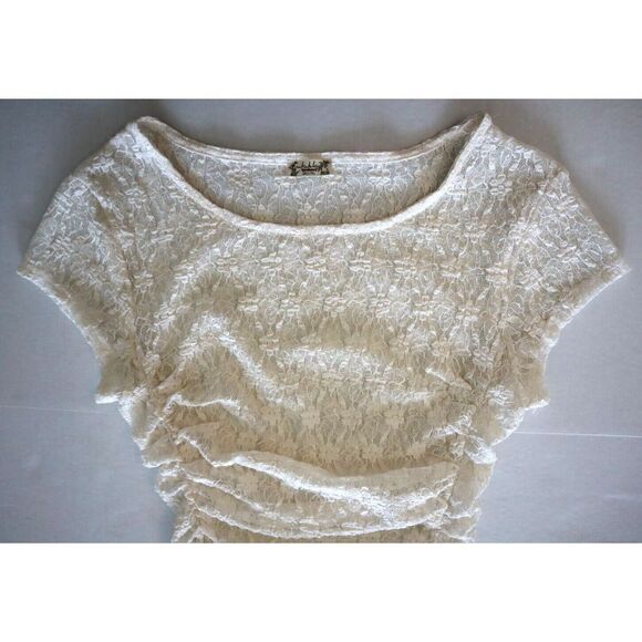 Intimately x Free People Women's Sz XS Ivory Keep It Simple S/S Lace Baby Tee - Picture 7 of 7